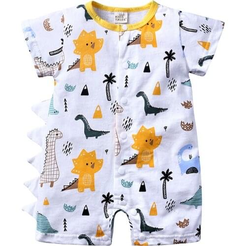 Baby Rompers for Boy Girl Toddler Kids Dinosaur One Piece Casual Clothes Jumpsuit Summer Cute Cartoon Costume Short Sleeve 3-24M