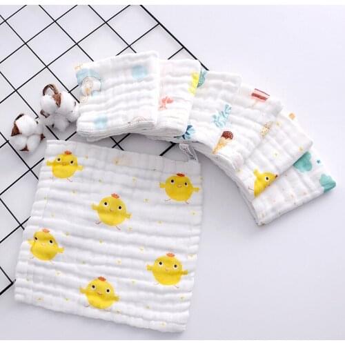 Baby Towels 100% Cotton Newborn Gauze Face Wash Soft Square Cartoon 25x25cm Skin-friendly Environmental Protection Hot Sell