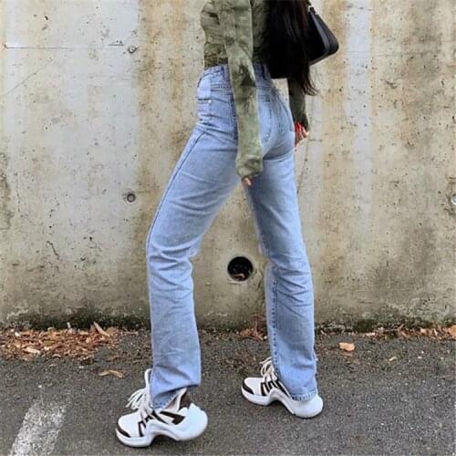 European and American Spring Autumn New Jeans Womens Fashion High Waist Slim Loose Straight Jeans