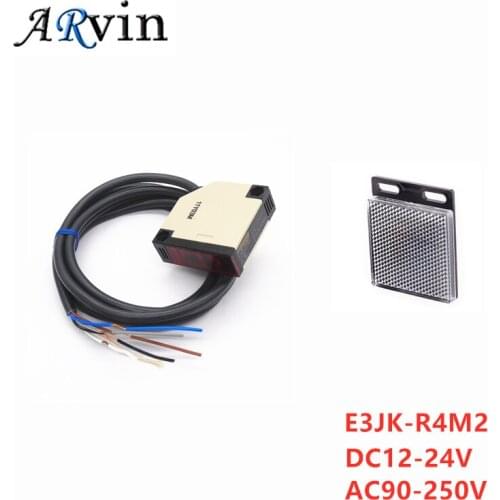 E3JK-R4M2 Specular Reflection Photoelectric DC10-24V AC90-250V 3A Sensor Switch with Screws 2m wire length