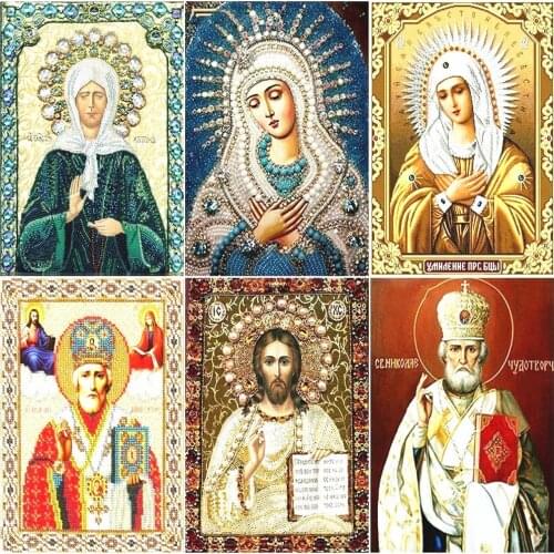 Huacan Diamond Embroidery Religion Icon DIY Cross Stitch Diamond Painting Virgin Mary Rhinestone Square Full Mosaic Set