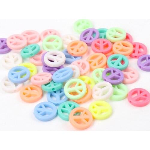 Mixed Peace mark Lucky Color Acrylic Round Spacer Loose Beads For Jewelry Handmade DIY 16mm 20mm 50PCS