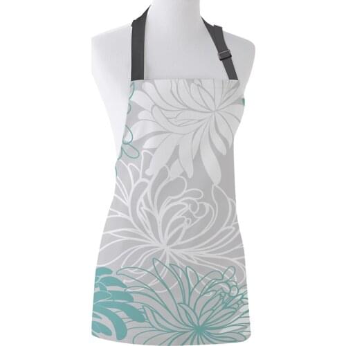 Kitchen Apron Dahlia Green And White Adjustable Canvas Aprons for Men Women Kids Home Cleaning Tools