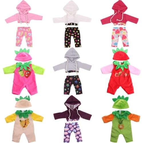 Doll Clothes Pajamas With Hats&Suits Suitable For Autumn&Winter For 18 Inch &New Born Baby Generation Birthday Girls Toy Gifts