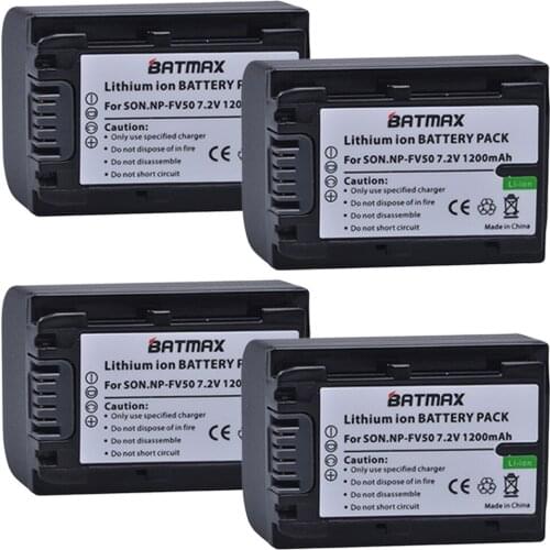 4-Packs NP-FV50 FV50 Camera Li-ion Batteries for Sony NP FV50 HDR-CX150E CX170 CX300 D6544,for sony NPFV50 accessories