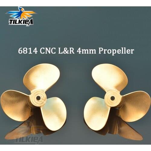 A Pair Rc Boat High Quality CNC 3 Blades Copper Propeller Left & Right Diameter 68mm For 4mm Prop Shaft Boat
