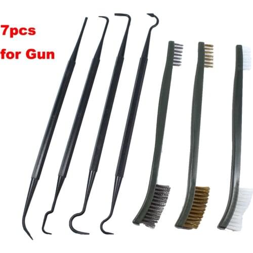 3pcs Steel Wire Brush + 4pcs Nylon Pick Set Universal Gun Cleaning Kit Tactical Gun Accessories Hunting Rifle Cleaning Tool