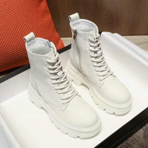 2021 New Autumn And Winter Genuine Leather Boots Casual Thick-soled Trendy Ins Inner Increasing High Boots