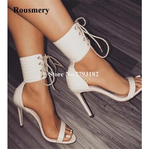 New Design Women Fashion Open Toe Ankle Wrap Gladiator Sandals One Strap Lace-up High Heel Sandals Dress Shoes