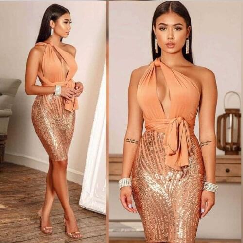 Bodycon Bandage Party Dress Women Gorgeous Sequin Mini Dress Night Clubwears Birthday Outfits BC307