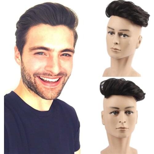 PU Skin Toupee for Men European Human Hair Pieces for Men with 10" x 8" PU Thin 0.04cm Skin