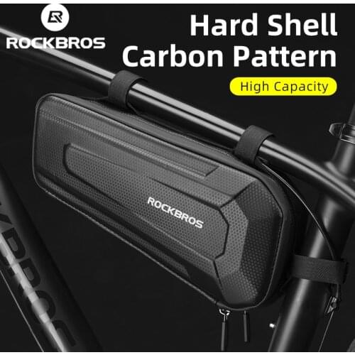 ROCKBROS 2.5L Hard Shell Bicycle Bag MTB Road Bike Bag Carbon Pattern Waterproof Top Tube Bag Cycling Saddle Bag Accessories