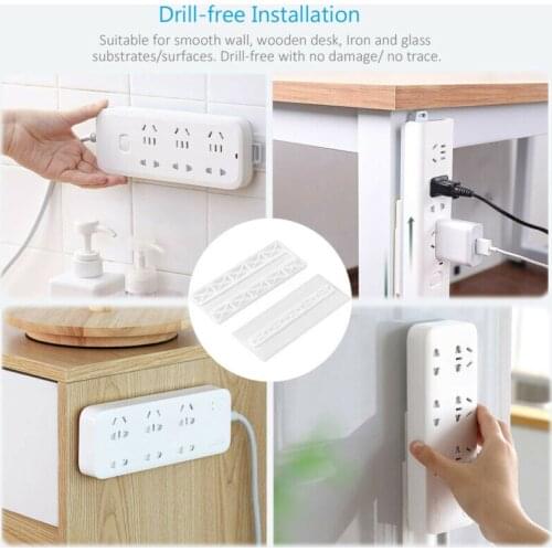 Self-Adhesive Desktop Socket Fixer Cable Organizer Wall Mounted Power Strip Holder Fixator DIY Kitchen Organizers Tool