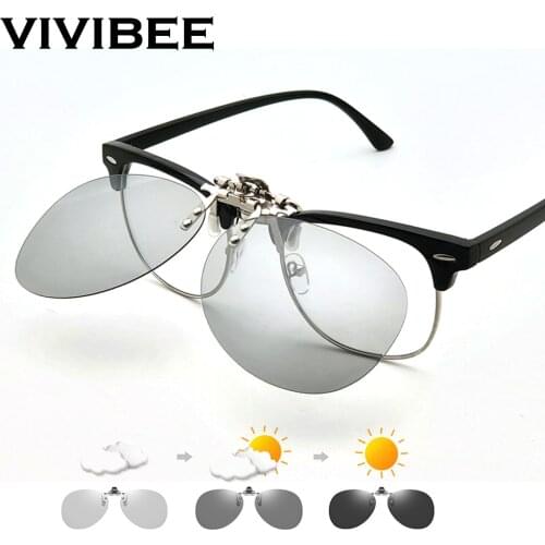 Aviation Style Flip up Clip on Polarized Sunglasses for Ladies Driving Photochromic polarizing Sun Glasses Mens Oversized Clips