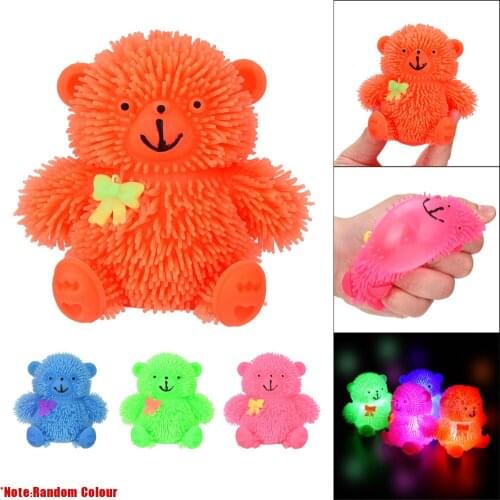 Glowing Squeeze Fidget Toys Kawaii Animal Soft Relief Sress Flashing Puffer Bear Squidgy Sensory Toy Activity And Play Ball Toy