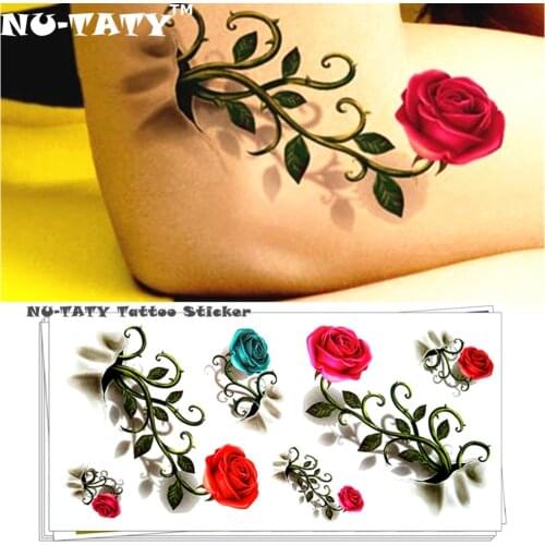 Nu-TATY Vintage Rose 3d Temporary Tattoo Body Art Flash Tattoo Sticker 19*9cm Waterproof Styling Henna Tatoo Home Decor Sticker