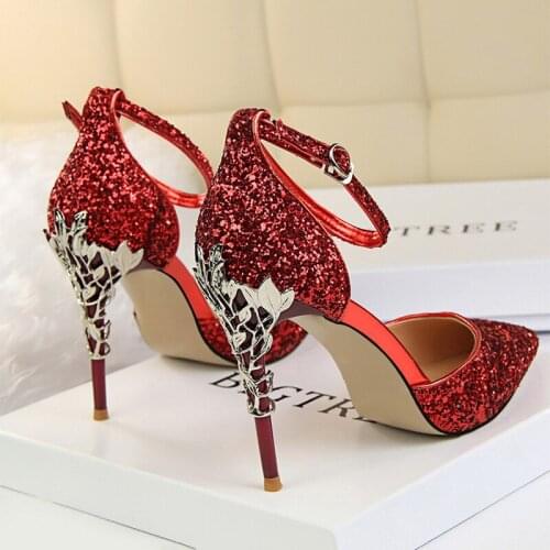 Women Shoes Heels 2021 New Woman Pumps Sequins High Heels Women Shoes Fashion Ladies Shoes Gold Sliver Stiletto Heels Sandals