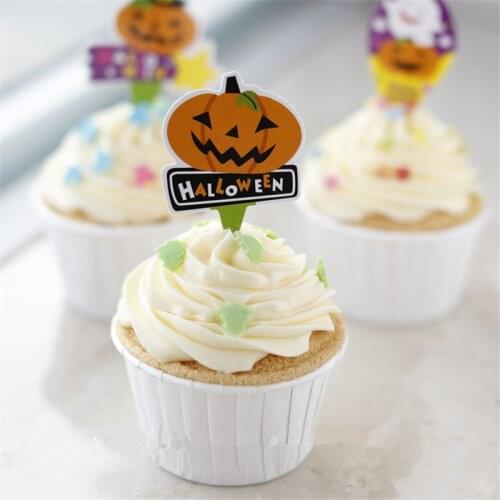 100Pcs Pumpkin Style Cupcake Cake Toppers Picks Halloween Cake Decoration Holloween Party Favor Supplies