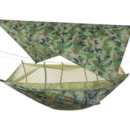 Pop-Up Portable Camping Hammock with Mosquito Net and Sun Shelter,Parachute Swing Hammocks Rain Fly Hammock Canopy Camping Stuff