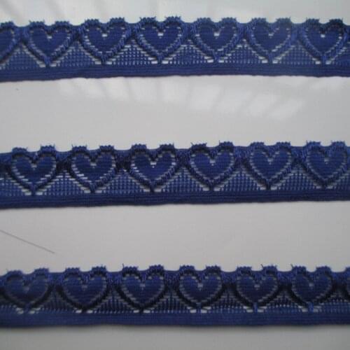 10 yards / lot beautiful sapphire heart-shaped stretch lace width 18 mm DIY clothing accessories Ribbon lace embroidery