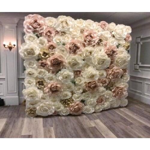 2018 Giant Paper Rose Aritificial Flowers For Wedding & Event Backdrop Decorations Decor 110PCS Mix Ivory Baby Pink Light Gold