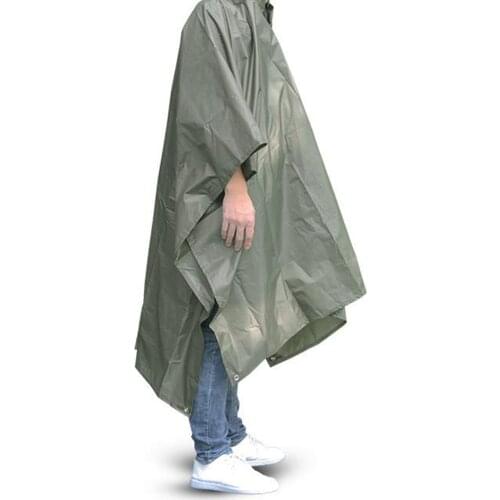 3-in-1 Raincoat Hooded Women Men Raincoat Poncho Waterproof Shelter Ground Sheet