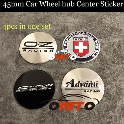 4pcs 45mm for Racing Spoon Advanti HRE Logo Badge Especially Car Emblem Rims Wheel Hub Center Stickers Auto Wheels Stickers
