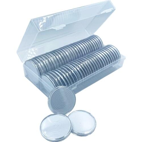60 Pieces Coin Capsules Different Sizes Foam Gasket Coin Holder with Clear Storage Organizer Box for Coin Collection