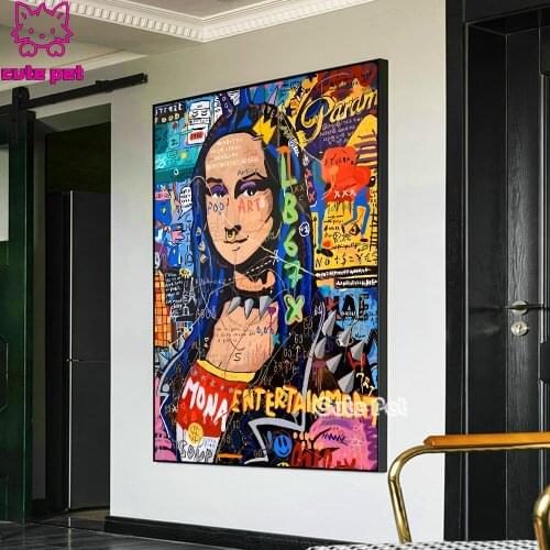 Abstract Graffiti Art New Full Square Diamond 5D Mona Lisa DIY Diamond Painting Embroidery Cross Stitch Rhinestone Mosaic Decor