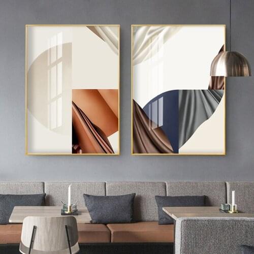 Nordic Style Abstract Minimalist Sofa Background Wall Porch Light Luxury Metal Living Room Home Decoration Printing Paintings