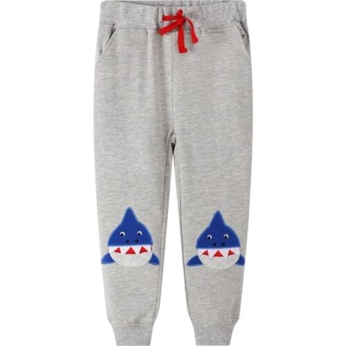 New Animals Sharks Applique New Fashion Children Sweatpants for Autumn Spring Full Length Trousers Pants Boys