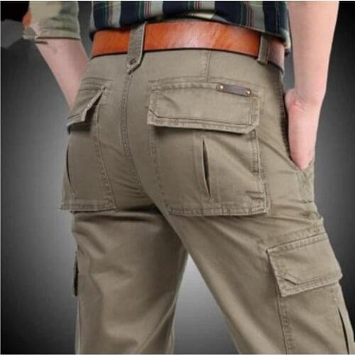 Fashion Man CARGO PANTS Tooling Straight Cotton Loose Long Pants Men Trousers Overalls Hosen New Plus Pantalones