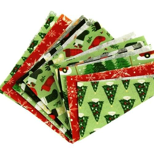 Dailylike 5 Pcs Christmas Cotton Fabric Bundles Sewing Patchwork Precut Fabric Scraps for Quilting Applique Doll Dress-Making