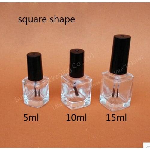 Hot sale 500pcs 15ml Square nail polish bottle bottles with white black lid,Small Glass Nail Polish Bottle, Glass Bottle