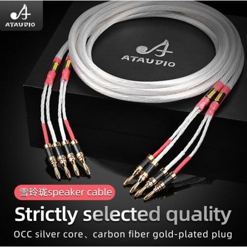 Hifi Silver-plated Speaker Cable Hi-end OCC Speaker Cord With Carbon Fiber Bananan For Hi-fi Systems