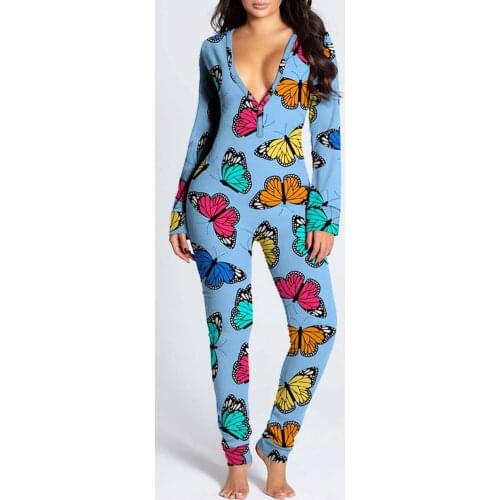 Jumpsuit Pajamas Womens Button-down Functional Buttoned Flap Adults Jumpsuit Winter Warm Long Sleeve Sleepwear Nightwear ropa
