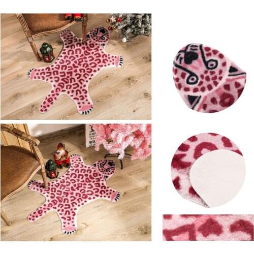 Imitation Animal Skin Carpets Pink Leopard Rugs Home Living Room Bedroom Floor Mats Bedside Carpet Kids Cartoon Room Rug