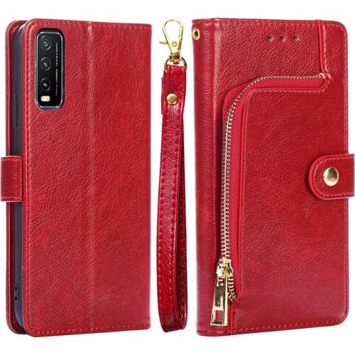 Wallet Leather Case for VIVO Y20 6.51inch Flip Cover Stand Strap Zipper Fundas for VIVO Y20i Phone Case Wallet Book Flip Cover
