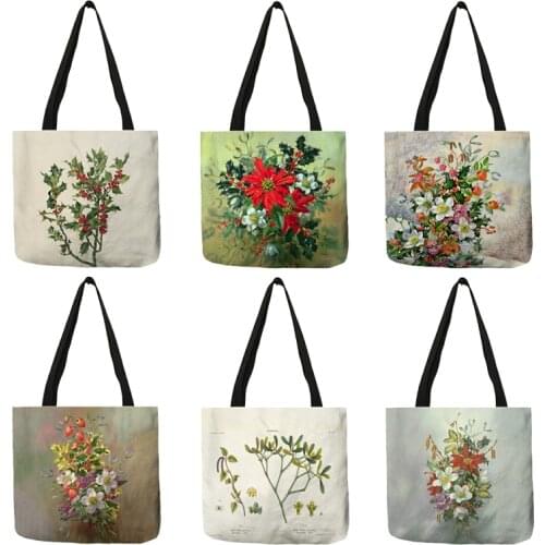 Beautiful Floral Bouquet Painting Print Women Designer Handbags Tote Lady Shopper Reusable Shopping Bag Foldable B13181
