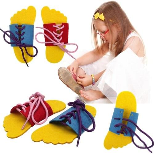 Creative Felt Crafts Teaching Supplies DIY Handwork Teach Toys Kindergarten Lacing For Kids Shoelaces Props Practice up D7F3