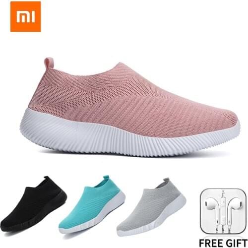 Xiaomi Youpin Vulcanized Shoes Platform Outdoor Sneakers Women 2021 Large Lightweight Breathable Slip-On Female Flats Size 35-42