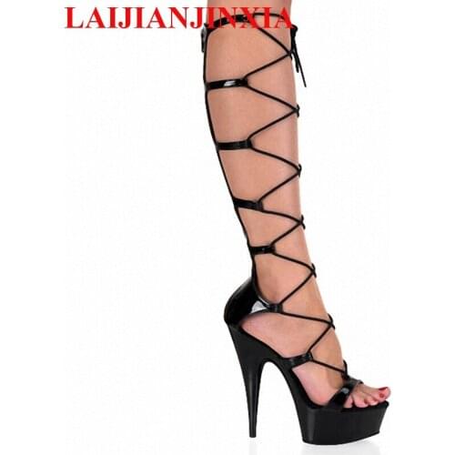 LAIJIANJINXIA Summer 2018 Strap cutout temptation princess comfortable thin heel 15cm high-heeled shoes 6 inch Dance Shoes B-032