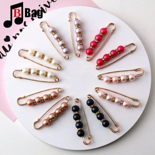 Lot Colors Personalized DIY Bag Beads Safety Pins Vintage Simulated Pearl Brooch Pin Jewelry Ornaments Decoration Accessories