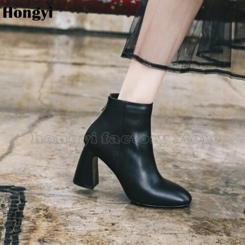Fashion Black PU Leather Pointed Toe Strange Style Heel Ankle Boots Women Back Zipper Gladiator Short Booty
