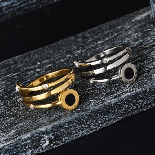 MSX Vintage Twist Stainless Steel Ring Roman Numerals Gold Silver Plating Finger Ring Small Cubic Zircon Wedding Rings For Women