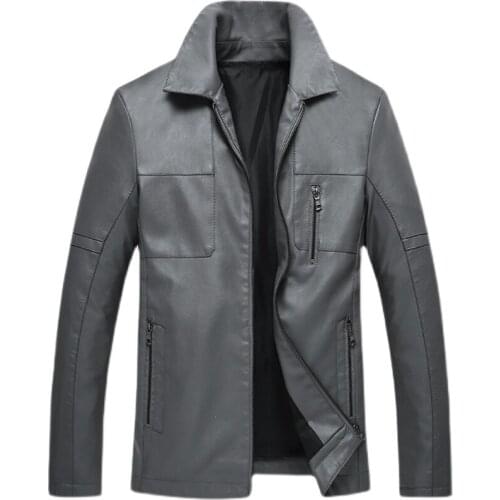 New Mens Fashion Leather Jacket Slim Fit Stand Collar PU Jacket Male Anti-wind Motorcycle Lapel Diagonal Zipper Jackets Men 5XL