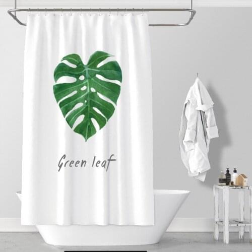 Custom Made Shower Curtain Bathroom Curtain Partition 1m / 1.3m / 1.5m / 1.8mx 1.8m / 2m 2m x 2.2m / 2.4m x 2m White Palm Leaves