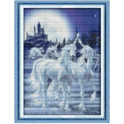 Joy Sunday Cross Stitch Kit Stamped Unicorn Patterns 14CT 11CT Printed Cross Stitch Kits DIY Handmade Embroidery Needlework Sets