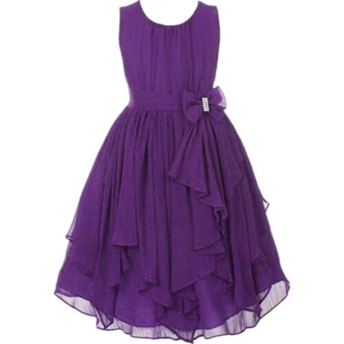 New Girls Summer Chiffon Clothing Dress Children Kids Teen Princess Elegant Wedding Prom Party Junior Teenager Outfit