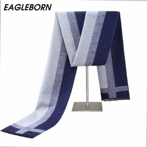 New Winter Fashion Striped Men Scarf Thick Warm Simple Plaid Striped Scarf Imitation Cashmere Men Long Scarf Men Scarves